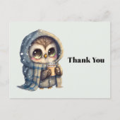 Schattigee Uil met een koffie dank u Briefkaart (Voorkant)