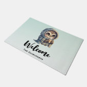 Schattigee Uil met een koffie Deurmat (Schuin)