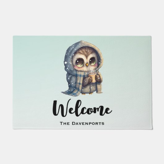 Schattigee Uil met een koffie Deurmat (Voorkant)