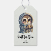 Schattigee Uil met een koffie speciaal voor u Cadeaulabel (Voorkant)