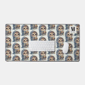Schattigee uil met een koffiepatroon Monogram Bureaumat (Keyboard & Muis)