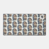 Schattigee uil met een koffiepatroon Monogram Bureaumat (Voorkant)