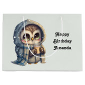 Schattigee Uil met een koffieverjaardag Groot Cadeauzakje (Voorkant)