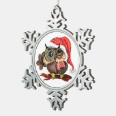 Schattigee Uil met Gift Kerstmis Ornament (Rechts)