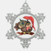 Schattigee Uil met Gift Kerstmis Ornament (Voorkant)