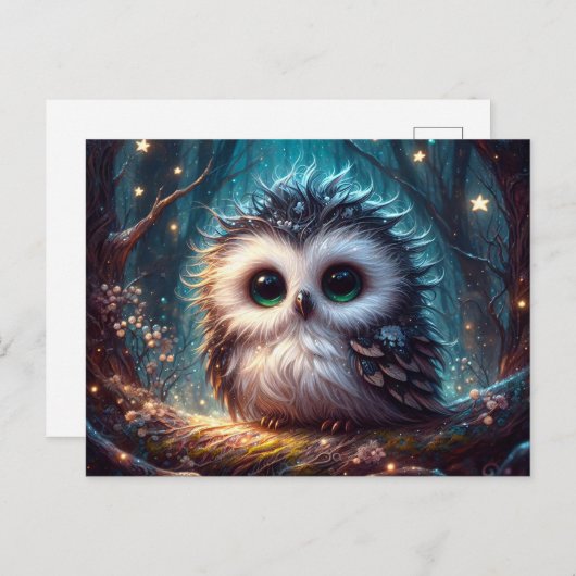 Schattigee uil met grote ogen briefkaart (Voorkant / Achterkant)