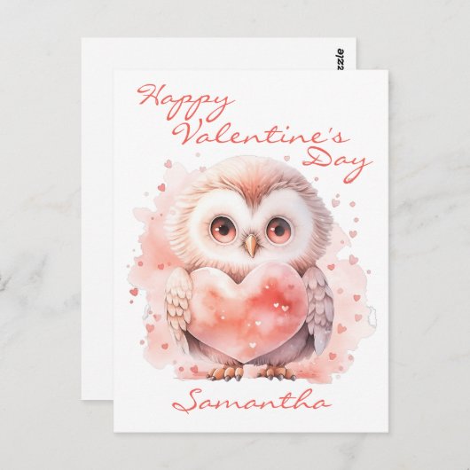 Schattigee Uil met Hart Valentijnsdag Briefkaart (Voorkant / Achterkant)