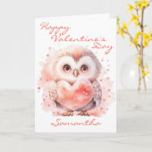 Schattigee Uil met Hart Valentijnsdag Kaart (Gele Bloem)