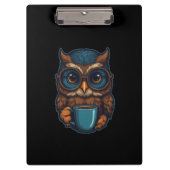 "Schattigee uil met koffiekopje" Grappig ontwerp Klembord (Voorkant)