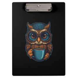 "Schattigee uil met koffiekopje" Grappig ontwerp Klembord