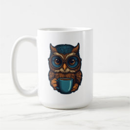 "Schattigee uil met koffiekopje" Grappig ontwerp Koffiemok
