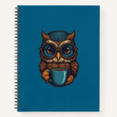 "Schattigee uil met koffiekopje" Grappig ontwerp Notitieboek (Voorkant)