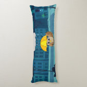 Schattigee Uil met paraplu op regenachtige dag Lichaamskussen (Achterkant (Verticaal))