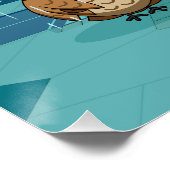 Schattigee Uil met paraplu op regenachtige dag Perfect Poster (Hoek)