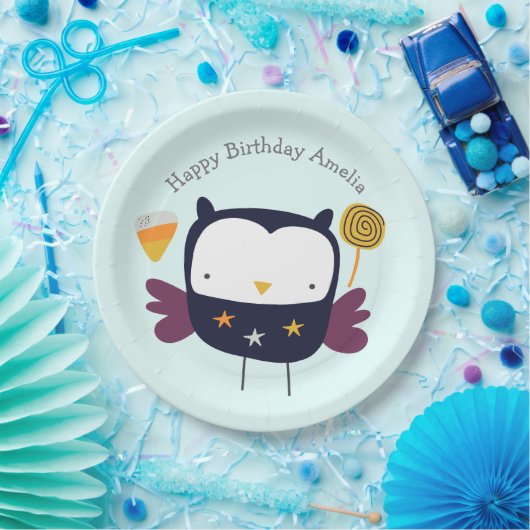 Schattigee Uil met Snoepjes Party Papieren Bordje (Feest)