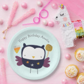 Schattigee Uil met Snoepjes Party Papieren Bordje (Feest)