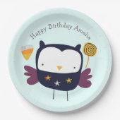 Schattigee Uil met Snoepjes Party Papieren Bordje (Voorkant)