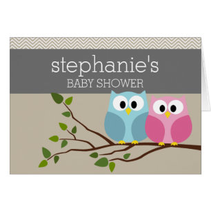 Schattigee Uil op Branch Baby shower Wenskaart