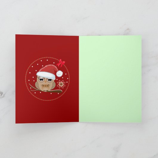 Schattigee Uil op brench Custom Text Kaart (Binnen)