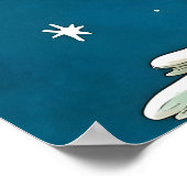 Schattigee uil op een kerstboom Poster print (Hoek)