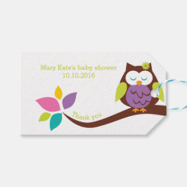 Schattigee UIL op een tak Dieren Baby shower VERJA Cadeaulabel