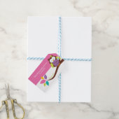 Schattigee UIL op een tak Dieren Baby shower VERJA Cadeaulabel (Met Touw)