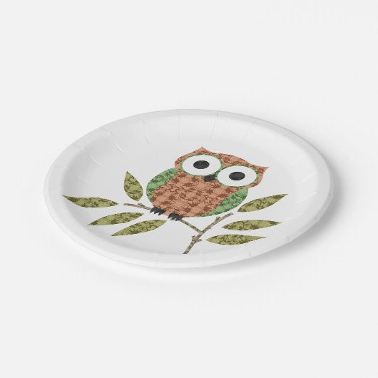 Schattigee uil papier Borden Papieren Bordje (Gekanteld)