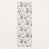 Schattigee Uil Patroon aangepaste naam yogamat (Voorkant)