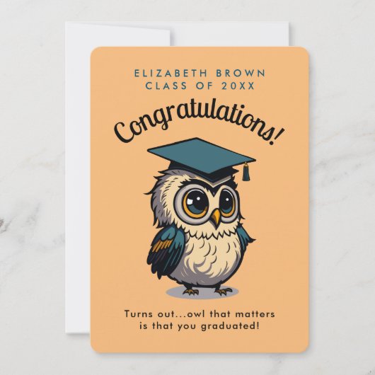 Schattigee Uil Peach Preschool Afstudeerder Kinder (Voorkant)
