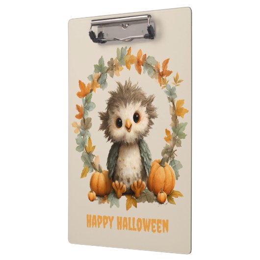 Schattigee Uil Pompoen Happy Halloween Design Klembord (Links)