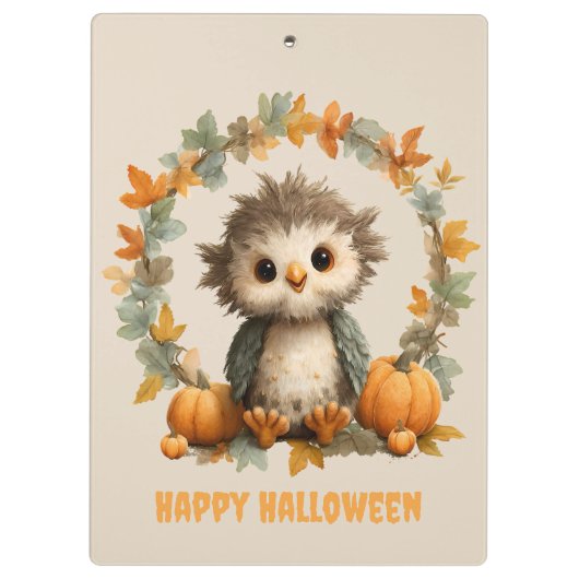 Schattigee Uil Pompoen Happy Halloween Design Klembord (Achterkant)