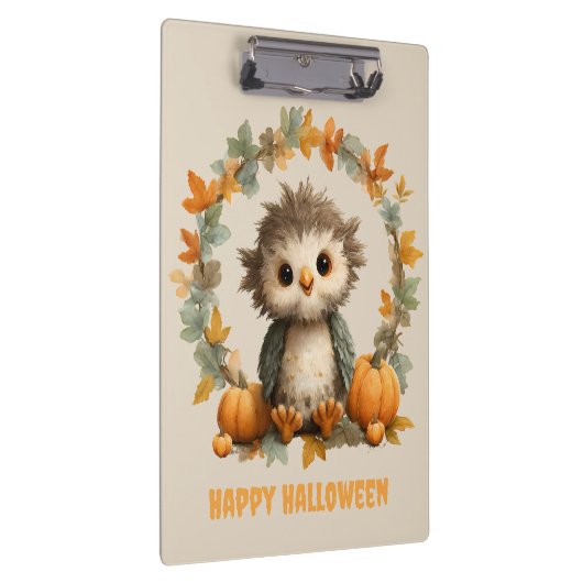 Schattigee Uil Pompoen Happy Halloween Design Klembord (Rechts)