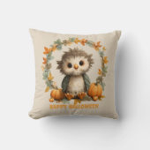 Schattigee Uil Pompoen Happy Halloween Design Kussen (Voorkant)