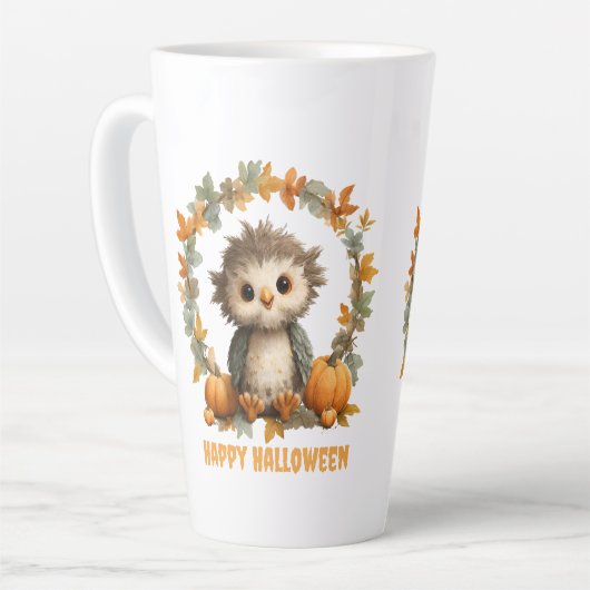 Schattigee Uil Pompoen Happy Halloween Design Latte Mok (Linkerhoek)