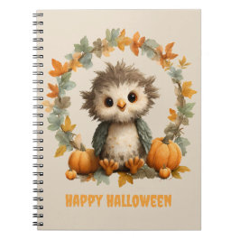 Schattigee Uil Pompoen Happy Halloween Design Notitieboek