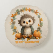 Schattigee Uil Pompoen Happy Halloween Design Rond Kussen (Voorkant)