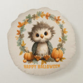 Schattigee Uil Pompoen Happy Halloween Design Rond Kussen (Achterkant)