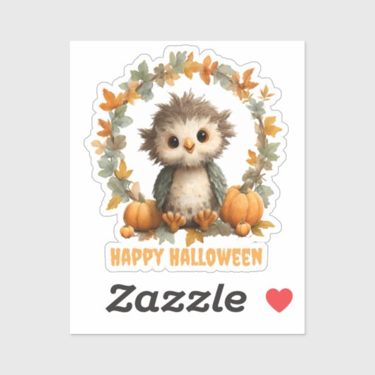 Schattigee Uil Pompoen Happy Halloween Design Sticker (Vel)