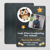 Schattigee uil Pre-School Afstuderen Foto aankondi Kaart (Voorkant / Achterkant)