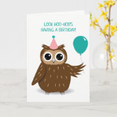 Schattigee Uil Pun Verjaardag Wenskaart Kaart (Gele Bloem)