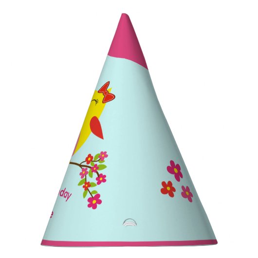 Schattigee Uil Roze Bloemen Kinder gepersonaliseer Feesthoedjes (Rechts)