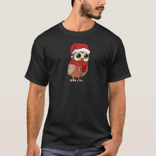 Schattigee Uil Santa Christmas Gift met Kerst Snoe T-shirt