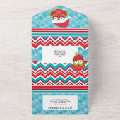 Schattigee uil Santa hat jaareinde bedrijfsfunctie All In One Uitnodiging (Buitenkant)