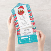 Schattigee uil Santa hat jaareinde bedrijfsfunctie All In One Uitnodiging (Afscheurbaar)