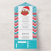 Schattigee uil Santa hat jaareinde bedrijfsfunctie All In One Uitnodiging (Binnen)