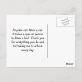 Schattigee uil schoolbuschauffeur bedankt briefkaart (Achterkant)