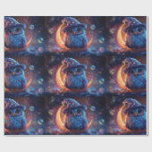 Schattigee uil tovenaar op de maan: magische fanta cadeaupapier (Vlak)