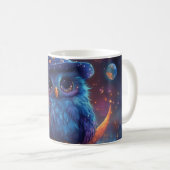 Schattigee uil tovenaar op de maan: magische fanta koffiemok (Voorkant rechts)