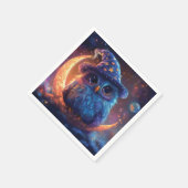 Schattigee uil tovenaar op de maan: magische fanta servet (Hoek)