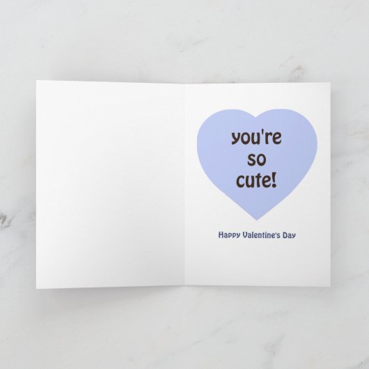 Schattigee Uil Valentijnsdag Blauwe Groet Feestdagen Kaart (Binnen)